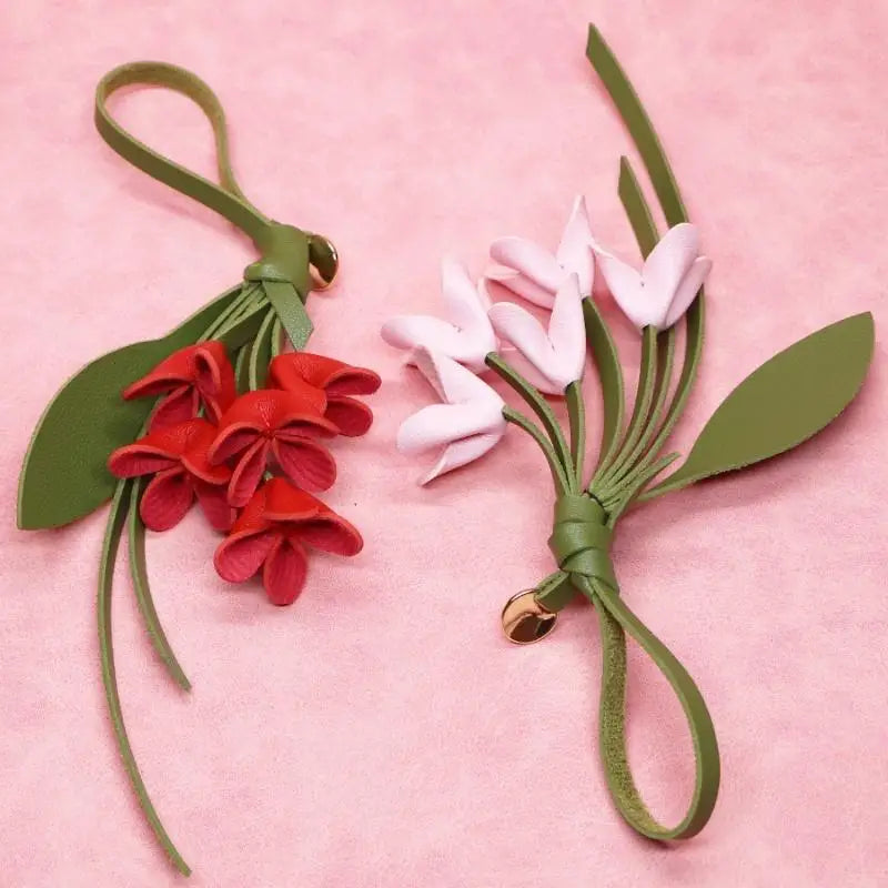 1Pcs Fashion PU Leather Simulation Osmanthus Keychain Bag Pendant