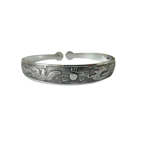 New Retro Cuff Bracelets Tibetan Silver Metal Carving Fish Elephant