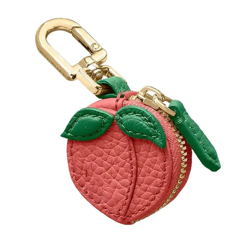 Cute Fruit Shape Leather Coin Purse Mini Zipper Earphone Bag Keychain