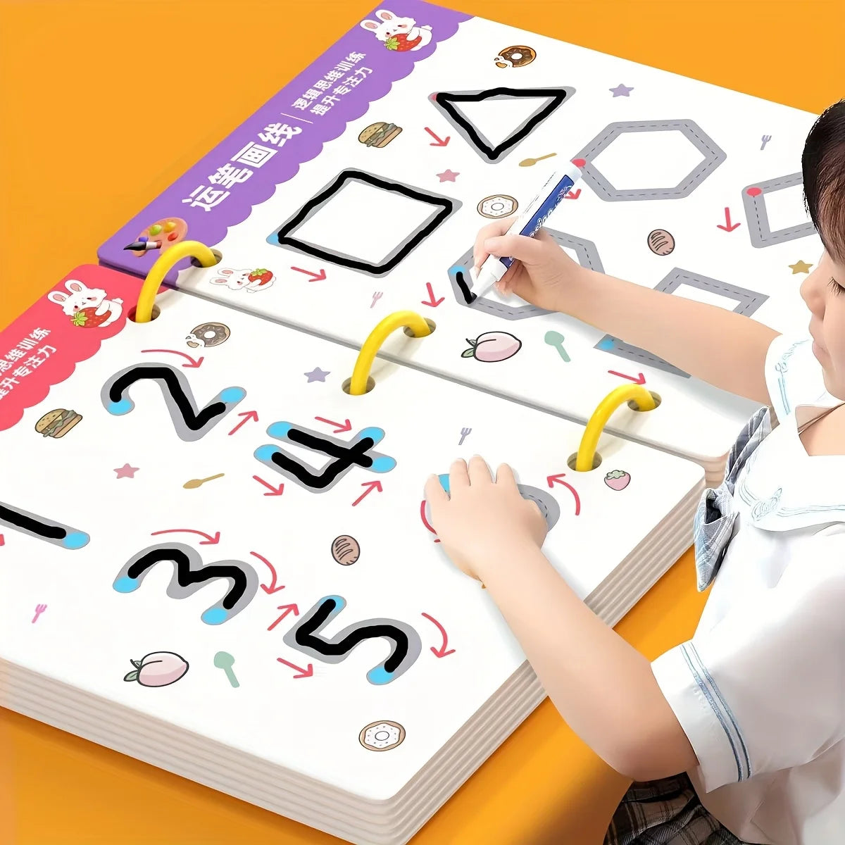 34-Page Children's Reusable Workbook Set with Erasable Pen - Early