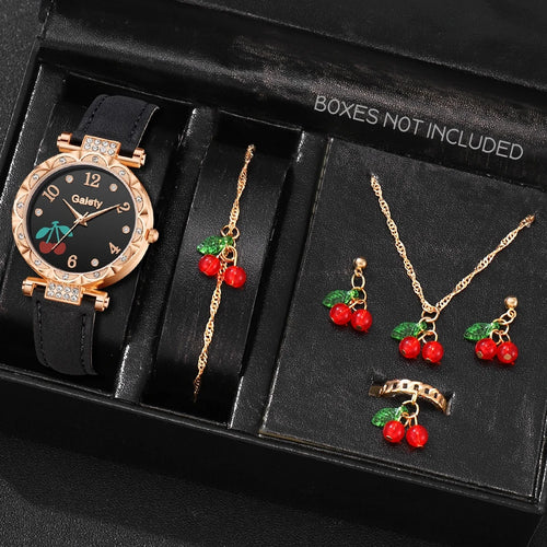 5/6 PCS/Set Red Women's Watch With Minimalist Elements Dial Quartz