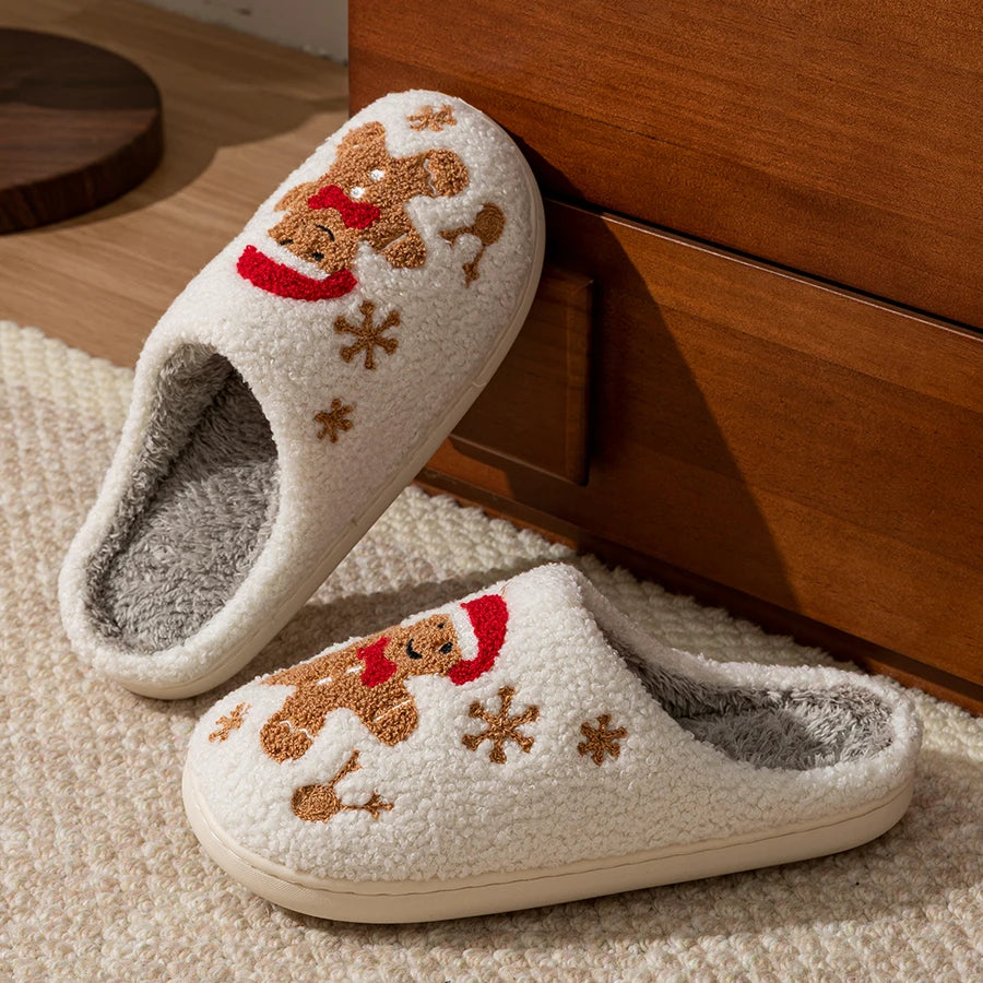 Winter Women's Warm Christmas Slippers Cute Pattern Indoor Soft Sole
