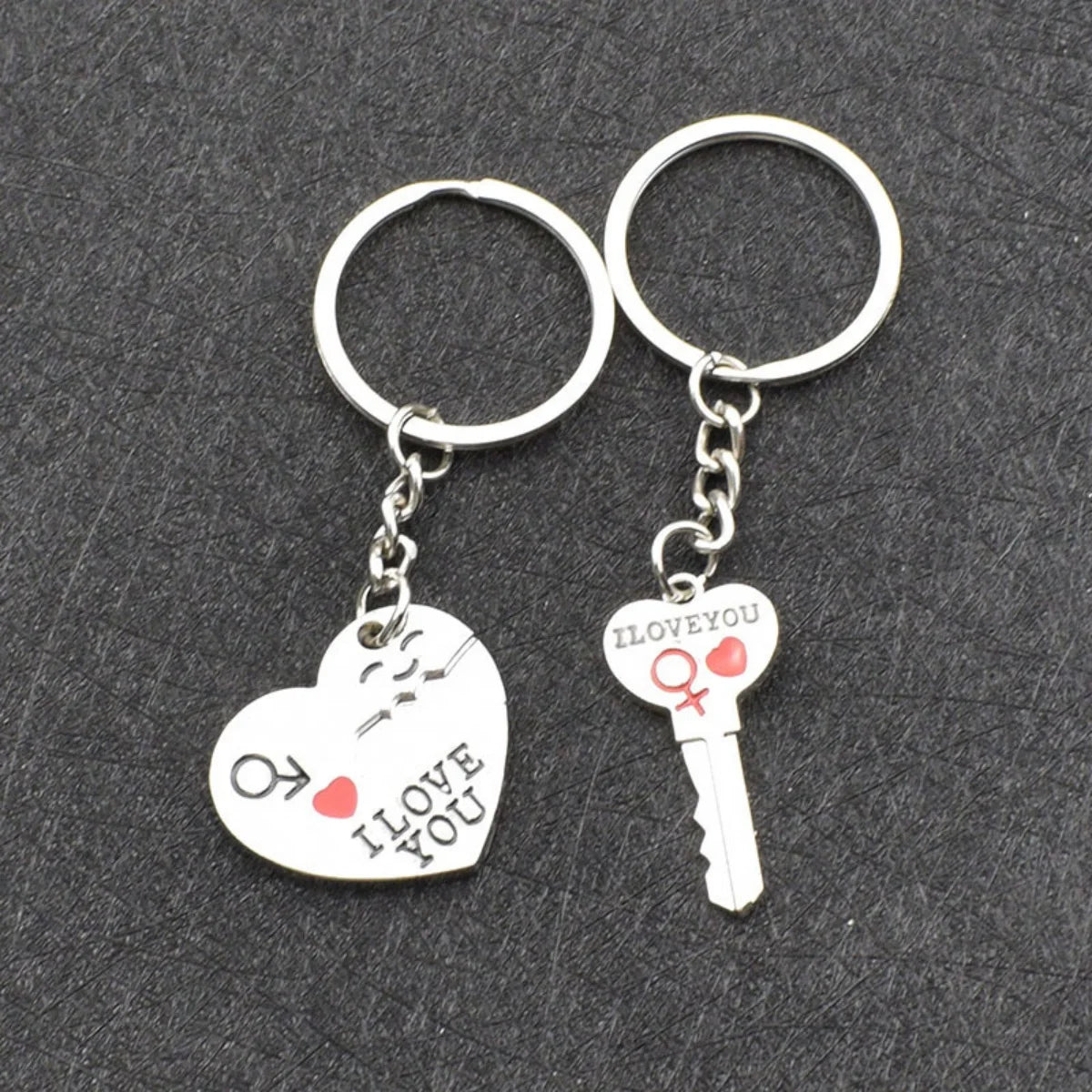 Silver Plated Lovers Gift Wedding Favors Couple My Heart Keychain