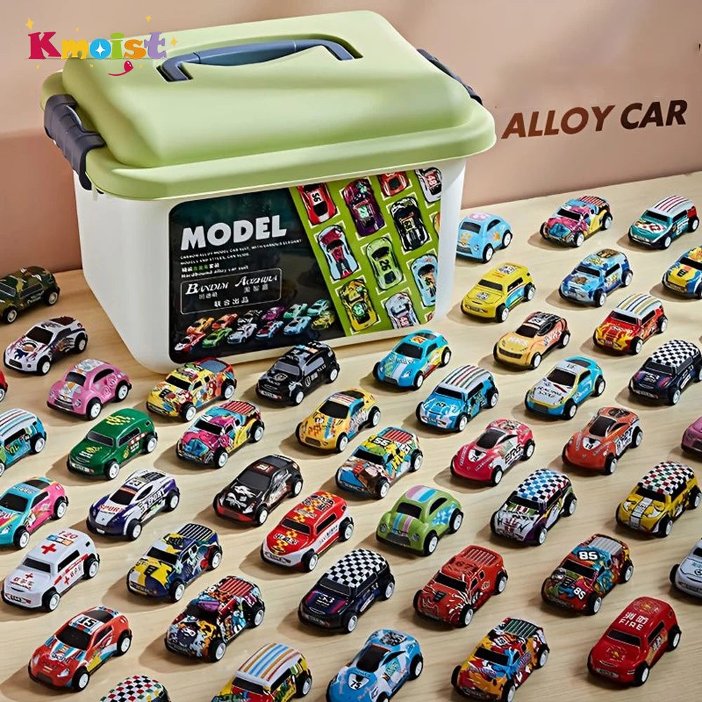Mini Alloy Car Model Set with Storage Box Diecast Cars Toys for Boys