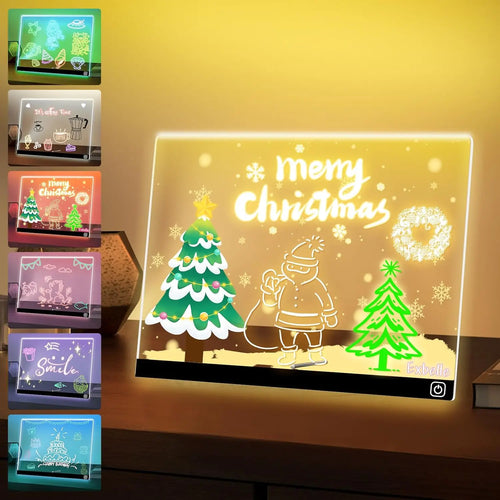 LED Note Board With Night Light Colorful 7 Pens DIY Acrylic Message