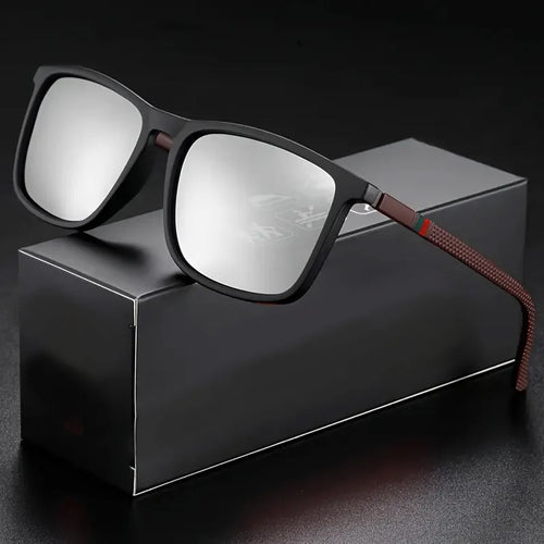 Classic Square Men's Sunglasses Comfortable Lightweight Black Frame