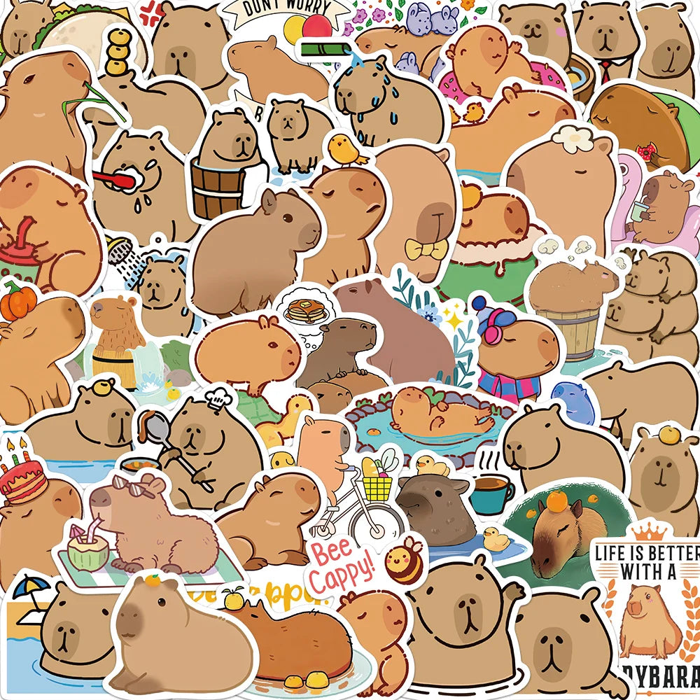 50PCS Cute Capybara Animal Stickers Car Motorcycle Travel Luggage