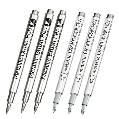 4/6pcs Waterproof Permanent Metallic Brush Paint Marker Pens DIY Resin