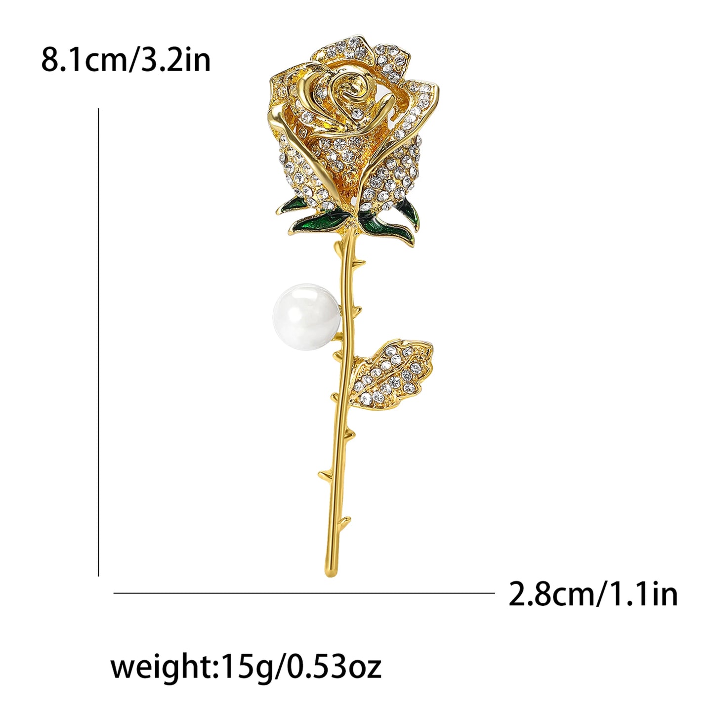 Classic Rhinestone Rose Brooches for Women Unisex Pearl Plant Pins