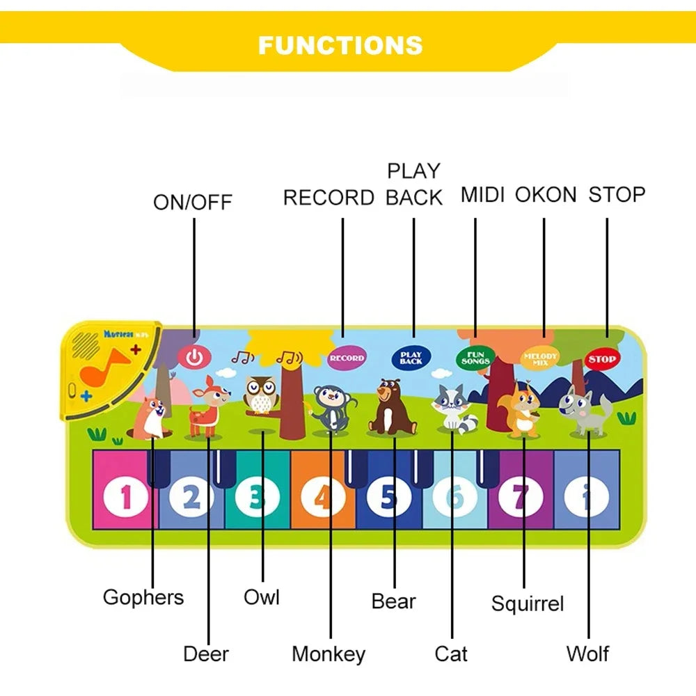 Piano Mat for Kids Kids Toddlers Floor Keyboard Dance Mat Baby Fitness