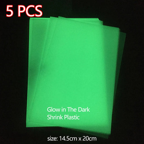 5Pcs Luminous Heat Shrink Plastic Sheet Shrinkles Film Paper DIY