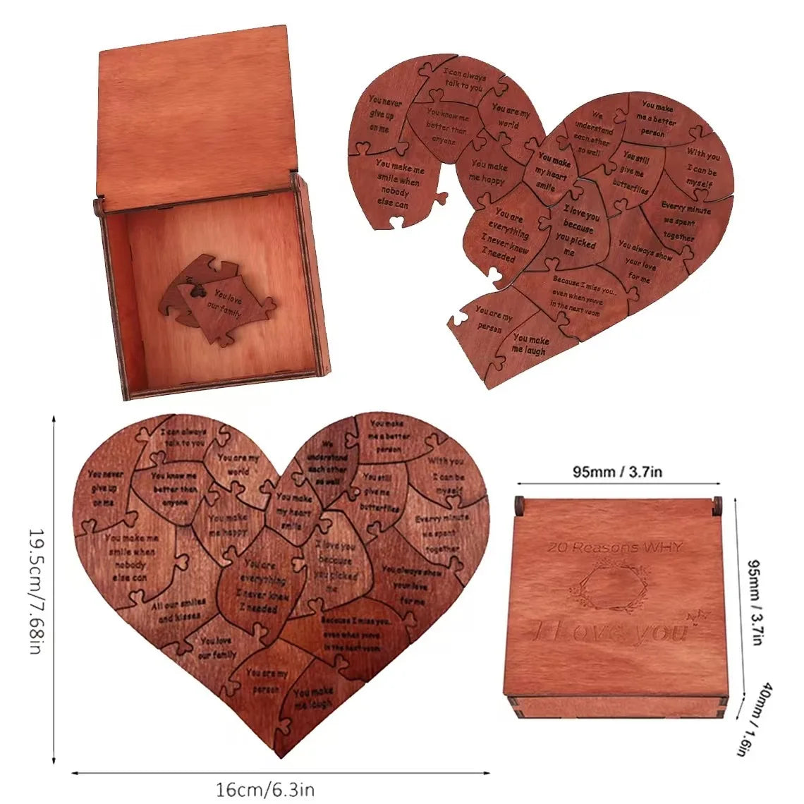 20 Reasons Why I Love You Puzzle Engraved Love Gift Home Decor