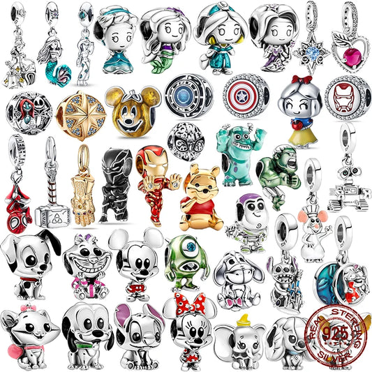 New S925 sterling silver Disney Mickey Mouse pendant bead suitable Fit