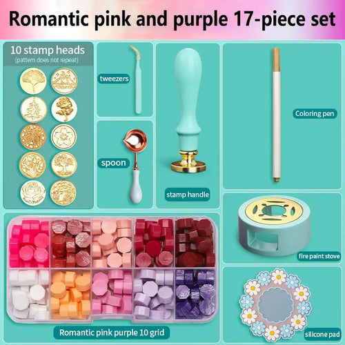 Wax Seal Stamp Set Lacquered Stamp Sealing Wax Kit DIY Craft Supplies