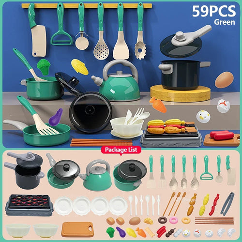 Kids Kitchen Toys Set 92/69/59 PCS Play Kitchen Accessories Kit with