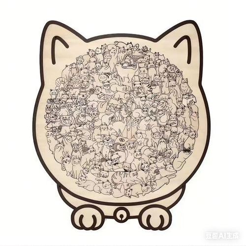 Colored Cat Shaped Wooden Jigsaw Puzzle, Cats Shaped Wooden Puzzle,