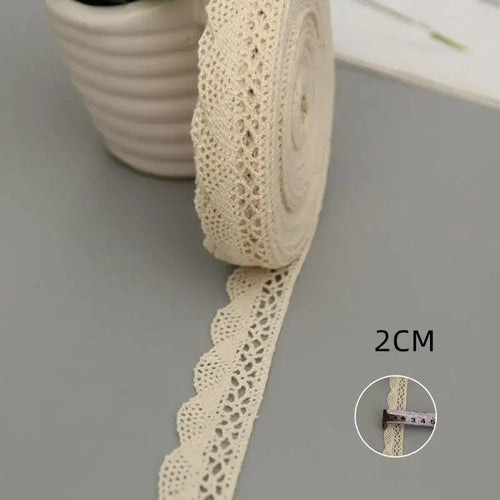 5Yards Cotton Lace Trim Ribbon Beige Sewing Trim Lace Ribbon Crochet