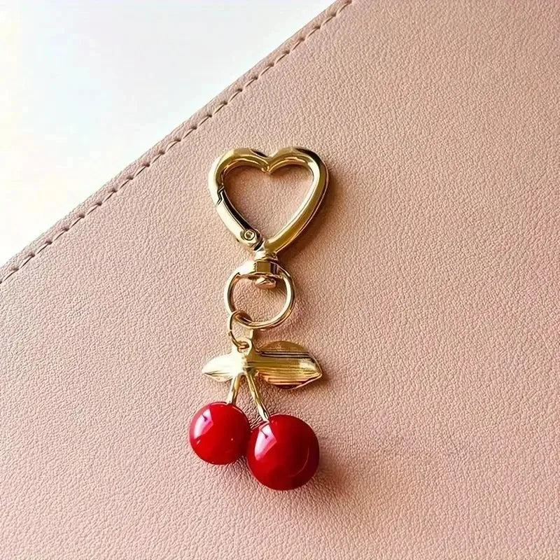 Cherry Blossom Heart-Shaped Bag Charm Durable Lobster Clasp DIY Bag