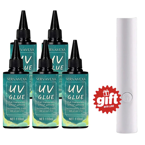 SERVAVEXA UV Resin with Light 110ml, Clear Hard Type UV Glue Bubble