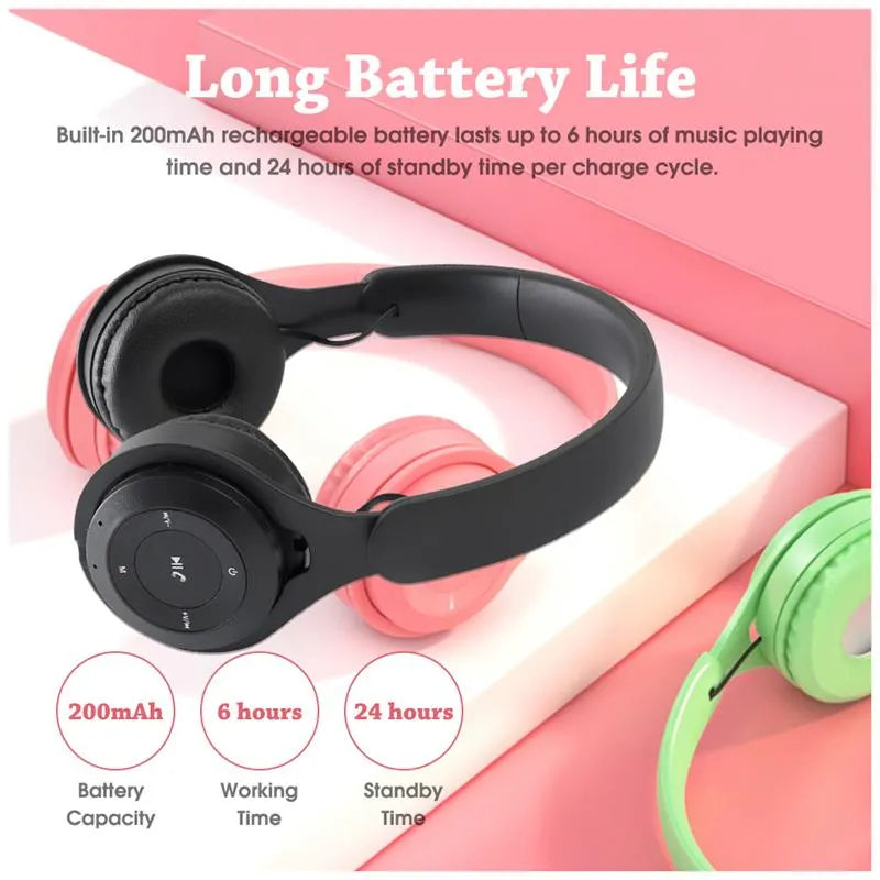 Macaron Headphones Kids Wireless Bluetooth Headphone Stereo Headband