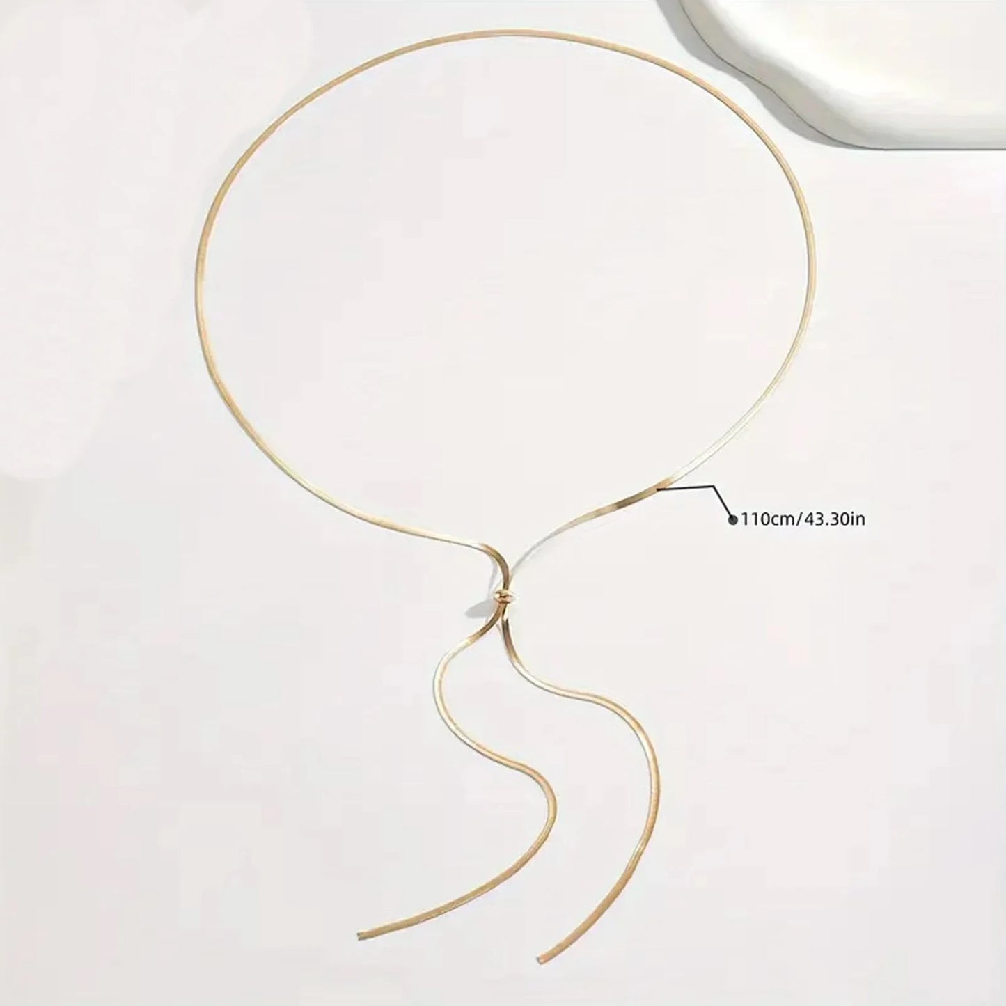18K Gold Plated Adjustable Y Necklace Stainless Steel Tarnish Free