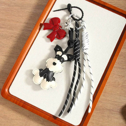Leather Dachshund Bag Pendant Creative Keychain Lanyard bag Accessory