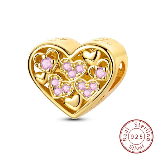 New Love Heart Shaped Charms 925 Sterling Silver Family Love