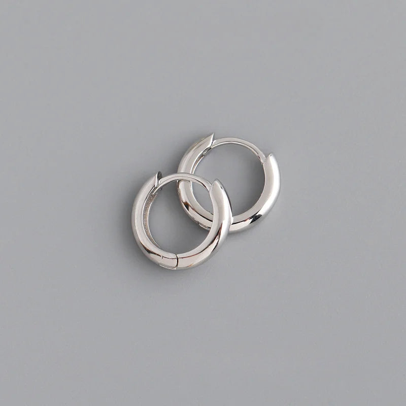 925 Sterling Silver Geometry Hoop Earrings for Women Fashion Silver