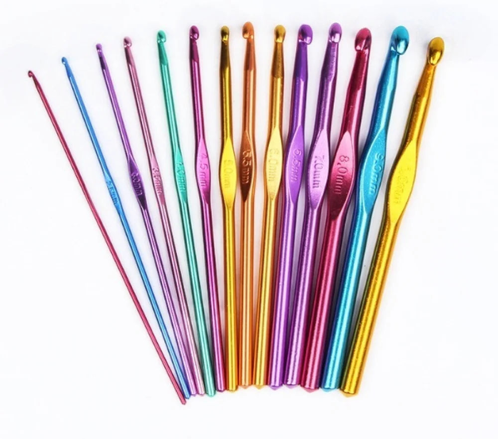 14 PCS Aluminum Knitting Needles Metal Crochet Set Mixed Hook Weave