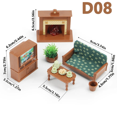 1:12 Miniature Furniture Forest Family Kitchen Toy Dining Table
