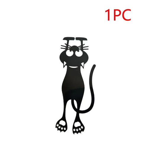 1-5PCS Kawaii Black Cat Bookmarks for Books 3D Plastic Stereo Animal