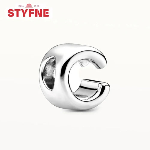 Silver 925 26 Letter A-Z Alphabet Charm Fine Beads Fit Original Charms