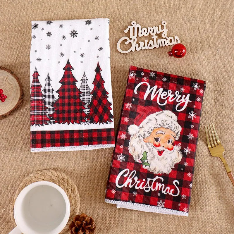 2pcs Christmas Kitchen Towels Merry Christmas Party Decoration 2025