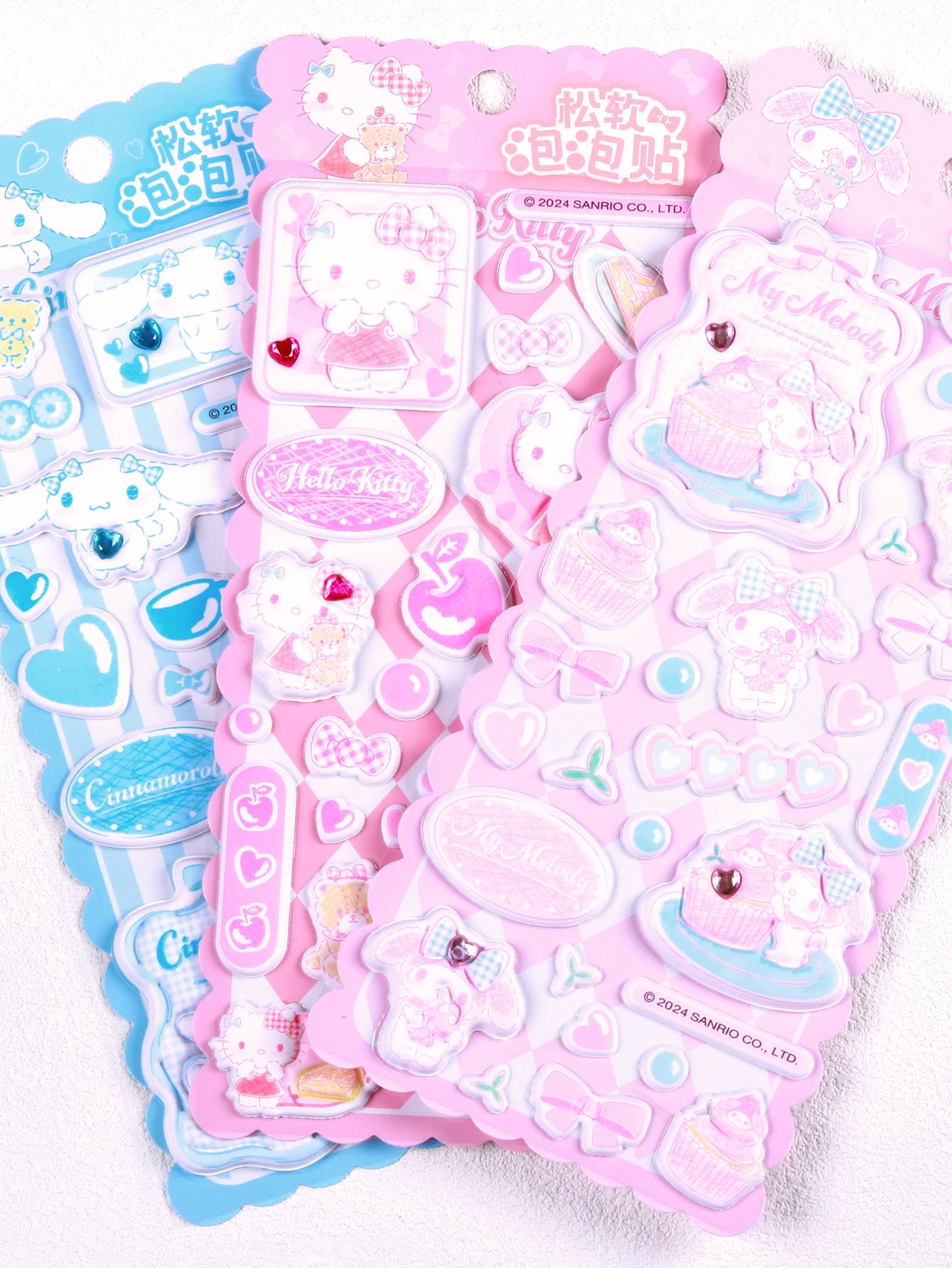 Embossed gemstone stickers Sanrio 3D crystal candy stickers, suitable
