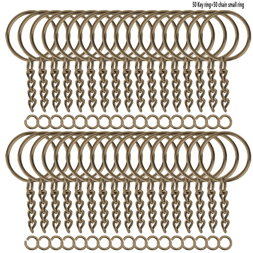 50 Sets Split Key Rings with Chain and Jump Rings Bulk Kit Accessories