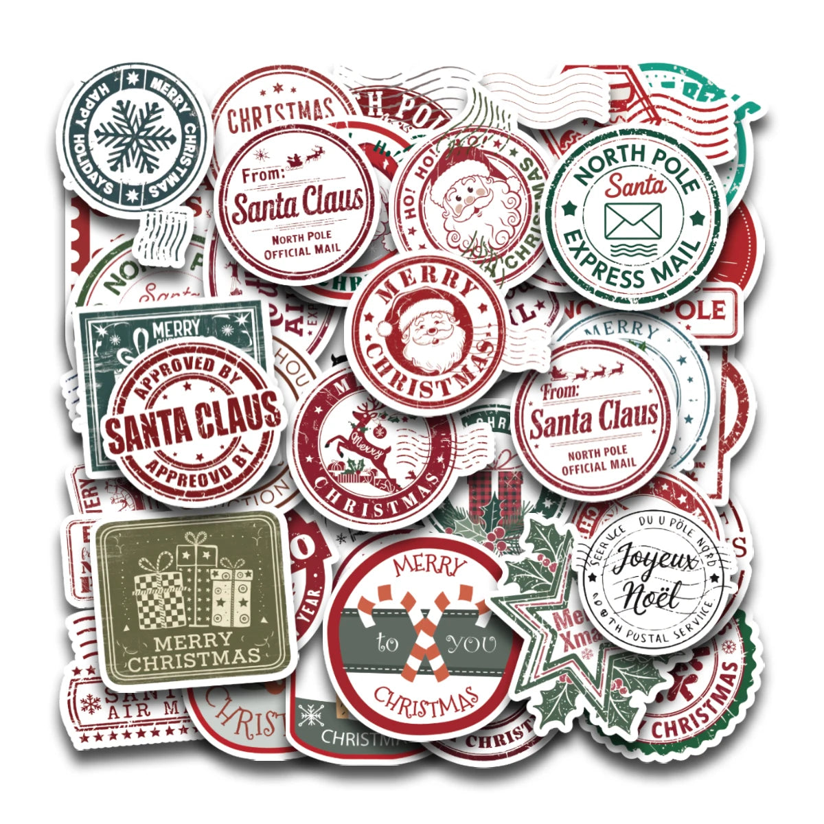50pcs Christmas Stamps Graffiti Stickers for Envelope,DIY