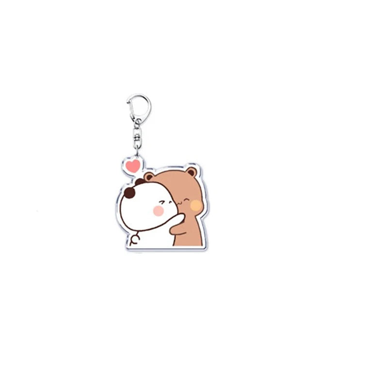 Cute Bubu Dudu Keychains Baby Grey Bear White Panda Keyring for