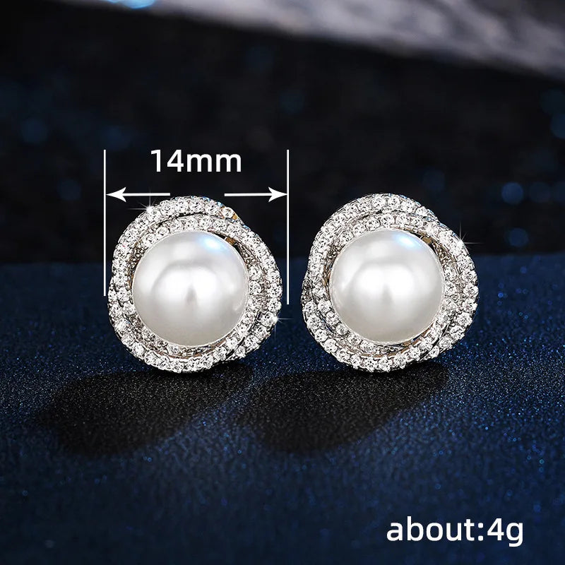 ZAKOL Shiny Imitation Pearl Stud Earrings Fashion Cross Design
