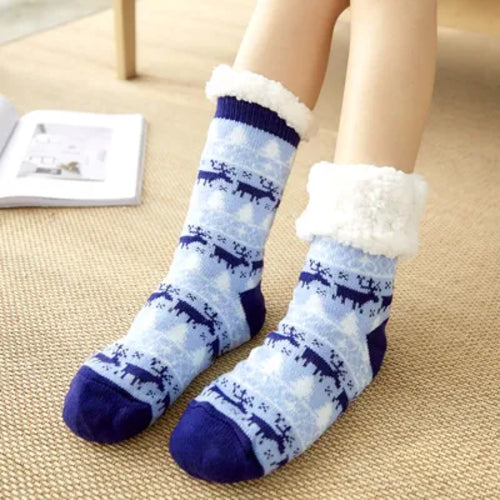 Winter Warm Socks Women penguin Plush Soft Female Non Grip Floor