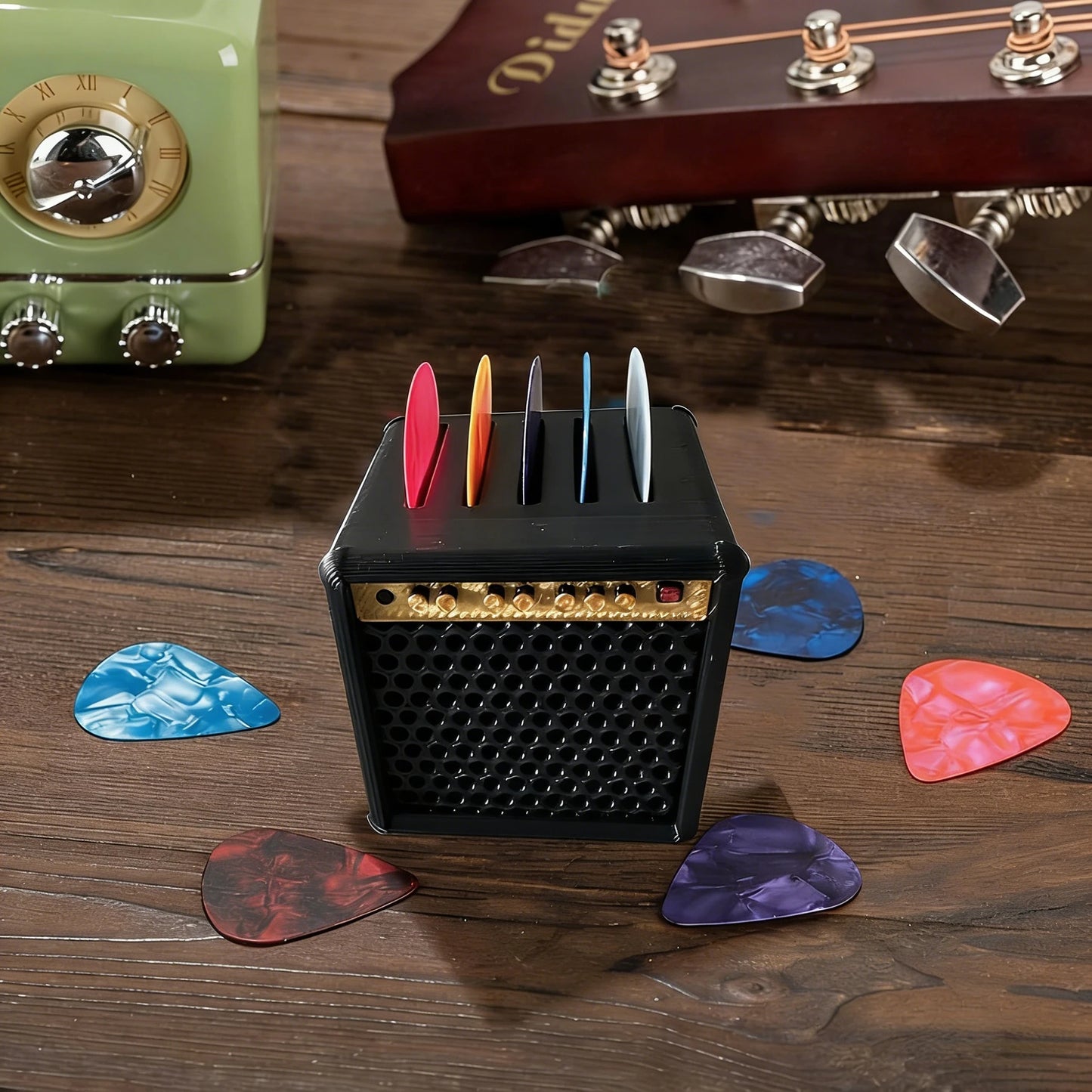 Vintage Speaker Guitar Pick Holder, Portable Guitar Picks Clip,Gift