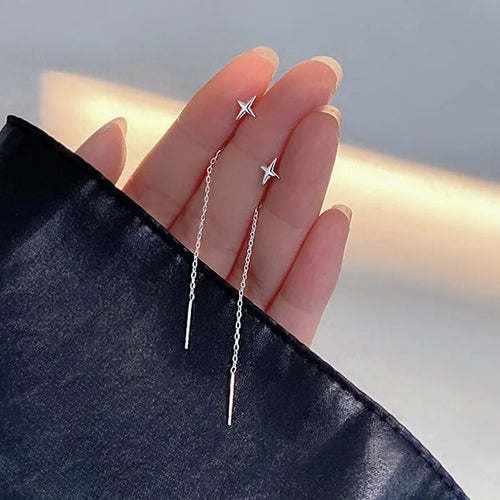 Ventfille 925 Sterling Silver Star Earring for Women Girl Simple