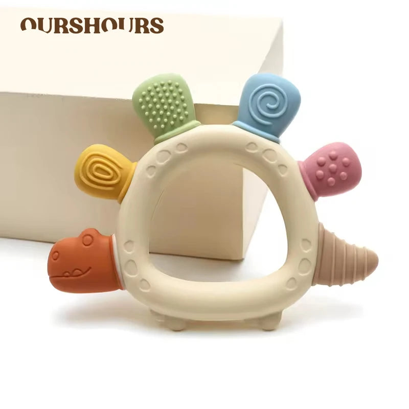 Baby Dinosaur Silicone Teething Toys BPA Free Easy to Grip Infant Care
