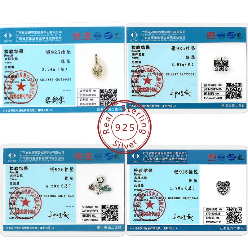 Charms Beads 925 Sterling Silver Tree of Life Peach Heart Sweet Love