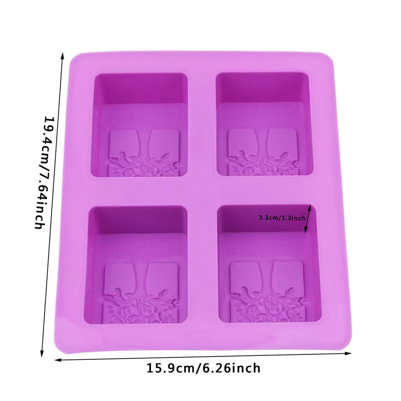 Party Dessert Silicone Mold Tree Shape 4 Hole Square Soap Mold Crafts