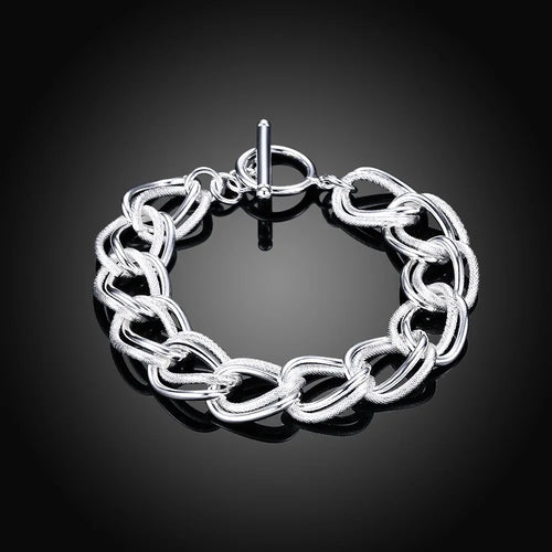 Fine 925 Sterling Silver Noble Nice Chain Solid Bracelet for Women Men