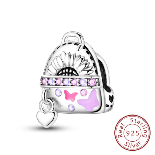 Fit Original 925 Sterling Silver Charms Beads Bow Perfume Bottle Pink