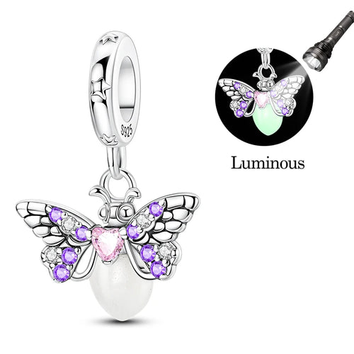 Fit Original 925 Sterling Silver Charms Beads Luminous Firefly Charms