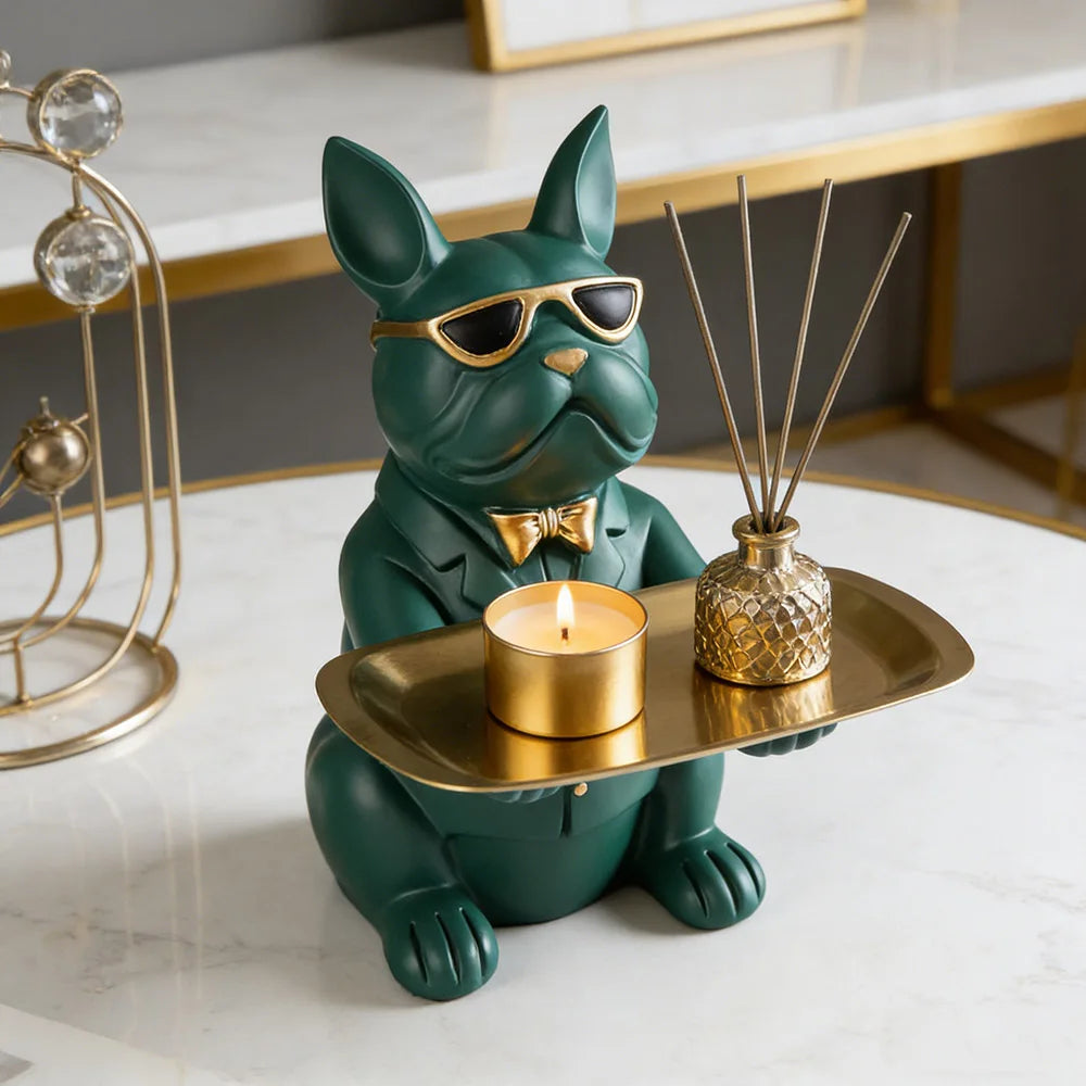 Multi Functional Bulldog Tray Animal Statue Creative Ornament Living