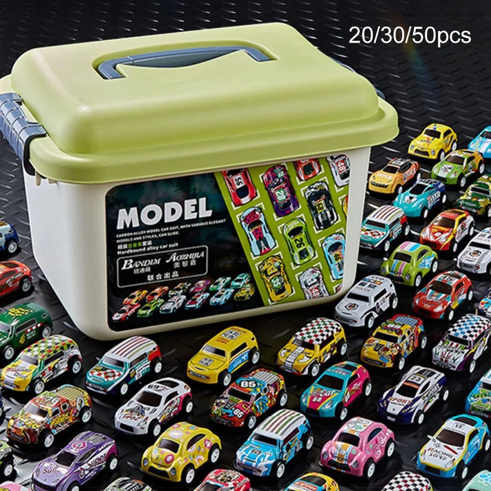 Mini Alloy Car Model Set with Storage Box Diecast Cars Toys for Boys