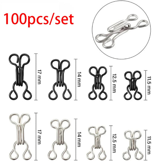 100 Sets Sewing Hook and Eye Latch 11.5-17mm Large Hooks and Eyes
